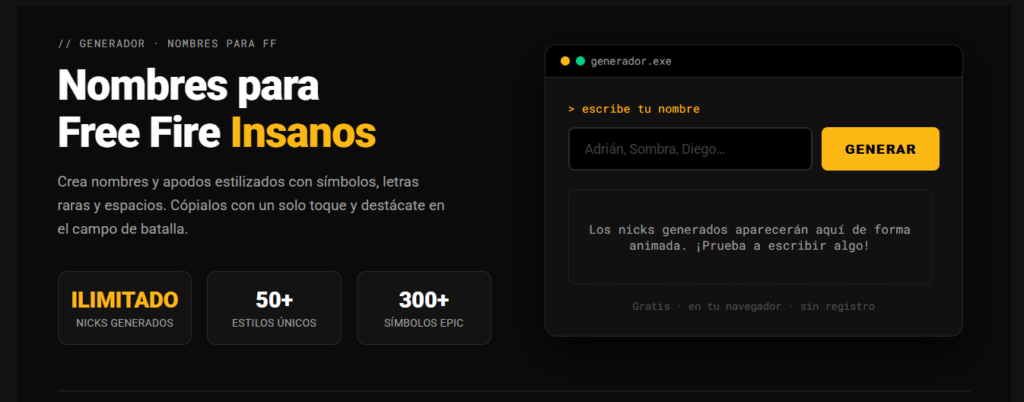 generador de nombres para free fire